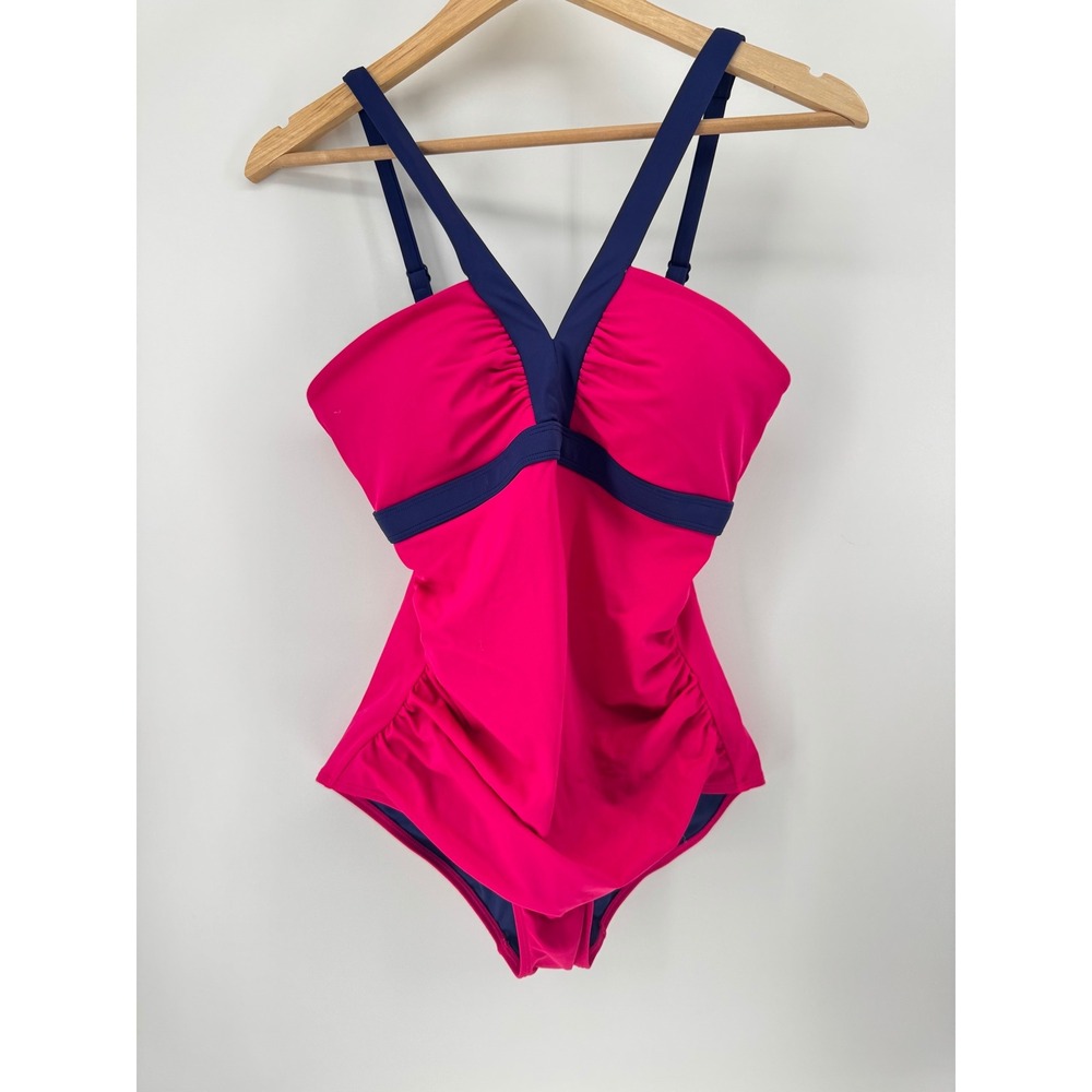 Boden Women Size 10 Pink Corsica V-Neck One-Piece Swimsuit